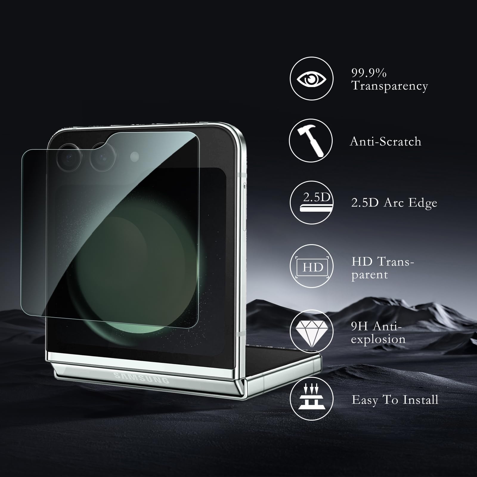 3-pak do Samsung Galaxy Z Flip 5 ochrona ekranu prywatności, folia ze szkła hartowanego o twardości 9H, odporna na zarysowania
