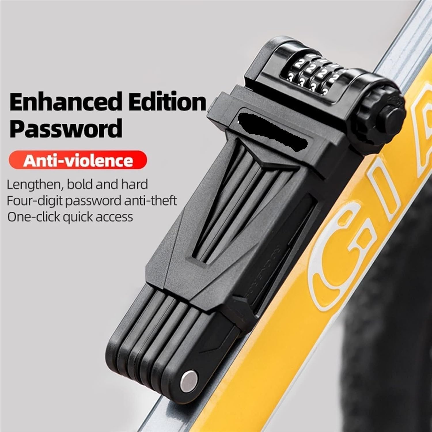 Bike Lock ，Steel Cable Alloy Lock ，Fingerprint Bicycle Lock Zinc Alloy Four-Digit Secret Anti-Theft Foldable Password 85CM Lock Door Moto Bike Accessories Lock
