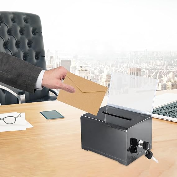 Donation Box Transparent Lockable Ballot Box with Key