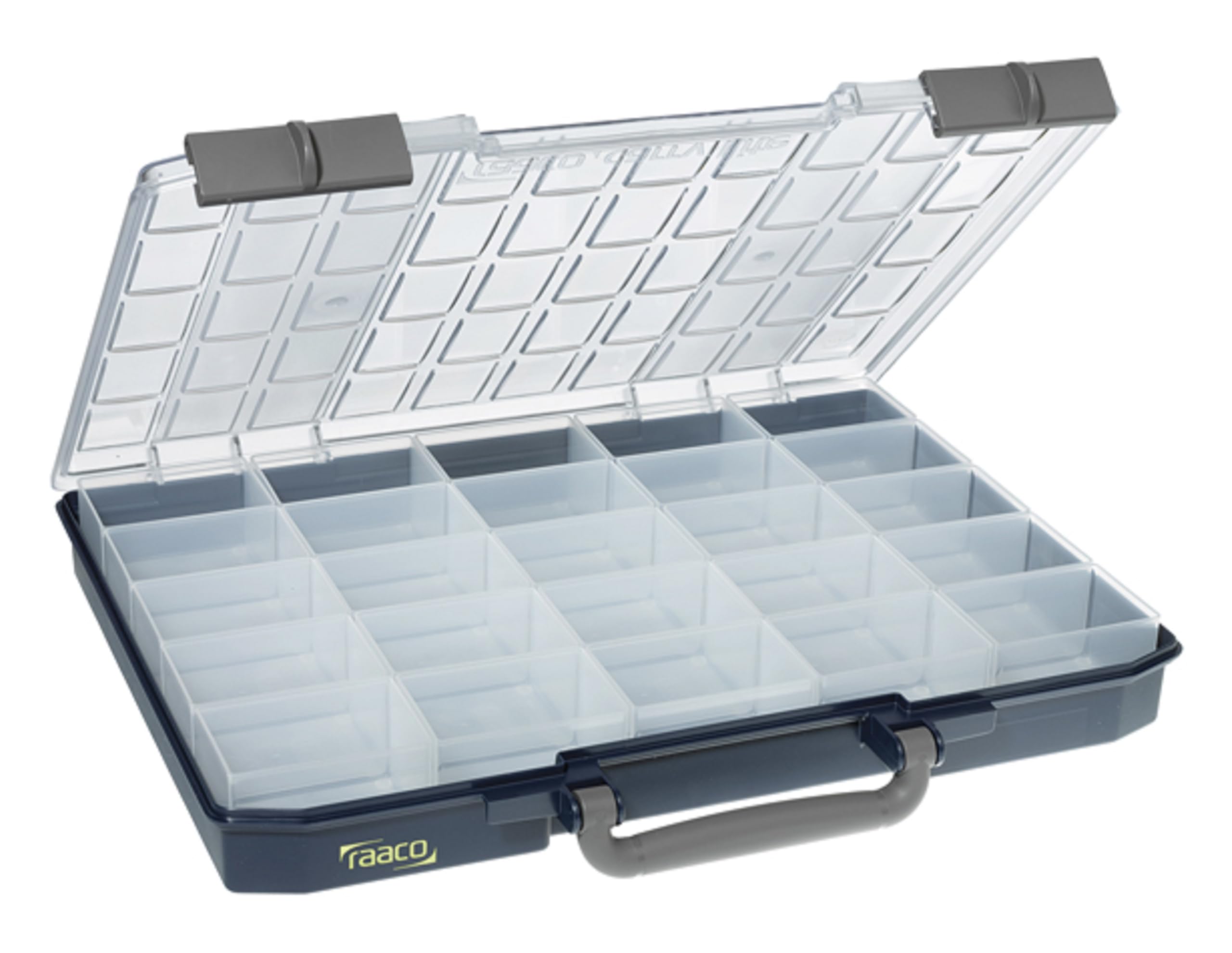 CarryLite Tool Organizer Case 55 5x10-25 – Heavy-Duty Small Parts & Hardware Organizer with 25 Removable Inserts, Clear Locking Lid, Secure Latches – Portable Storage Box for Screws