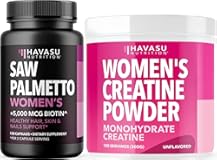 Micronized Creatine Monohydrate for Women (100 Servings) & Saw Palmetto for Women Hair Complex (60 Servings)