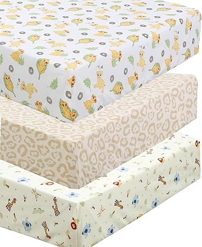 Danica Paquete de 3 sábanas bajeras para cuna de bebé, 100% algodón, para niños y niñas, sábanas estándar para colchón para cuna y niño pequeño, 28