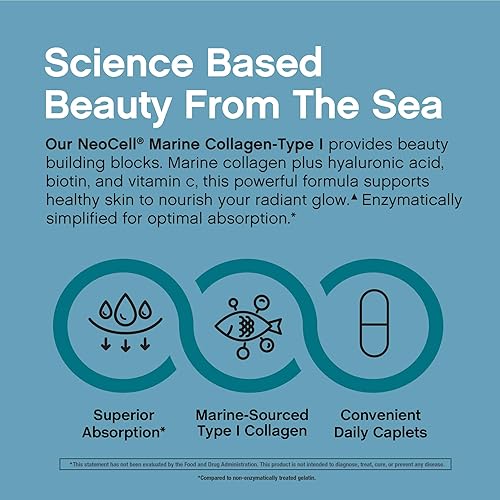 Miniatura 5 de NeoCell Suplemento de péptidos de colágeno marino  180 cápsulas  con ácido hialurónico  Fórmula de doble fuerza  Uñas y piel