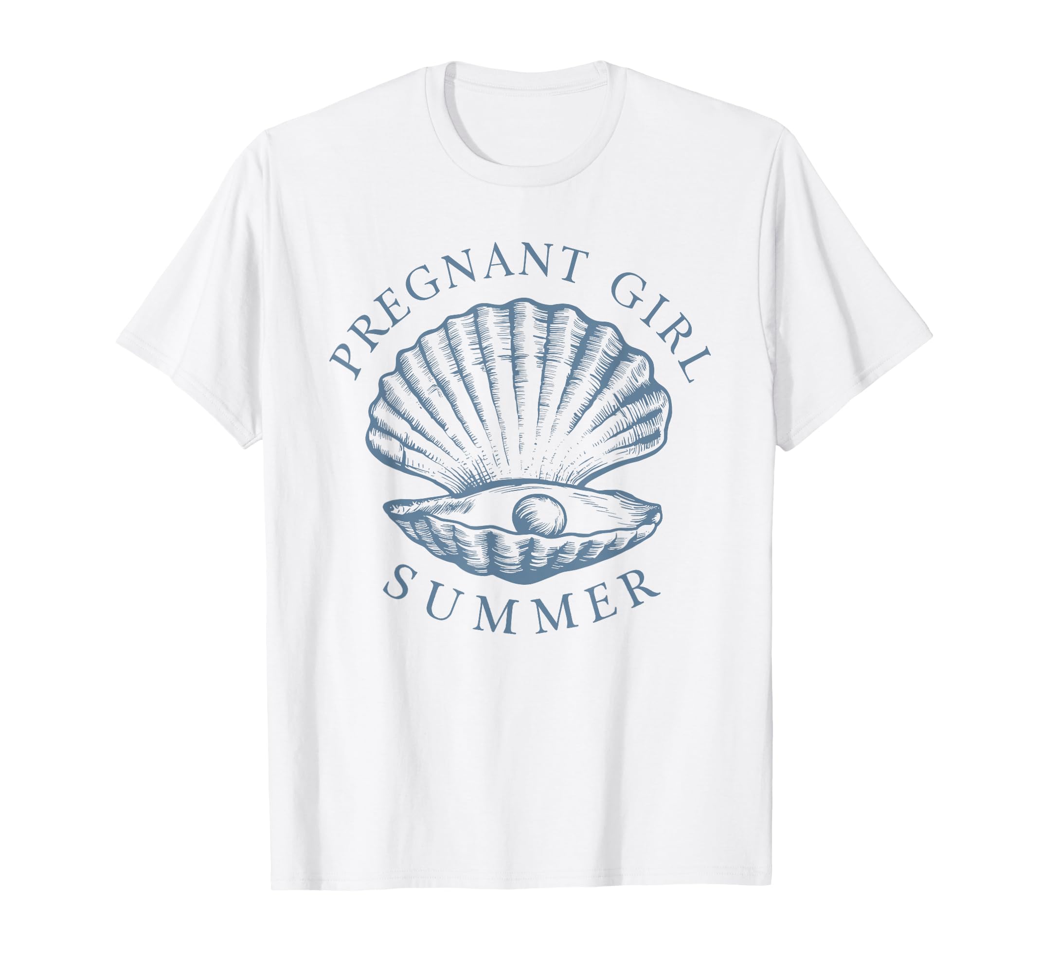 Pregnant Girl Summer Pregnancy Announcement Beach Seashell T-Shirt
