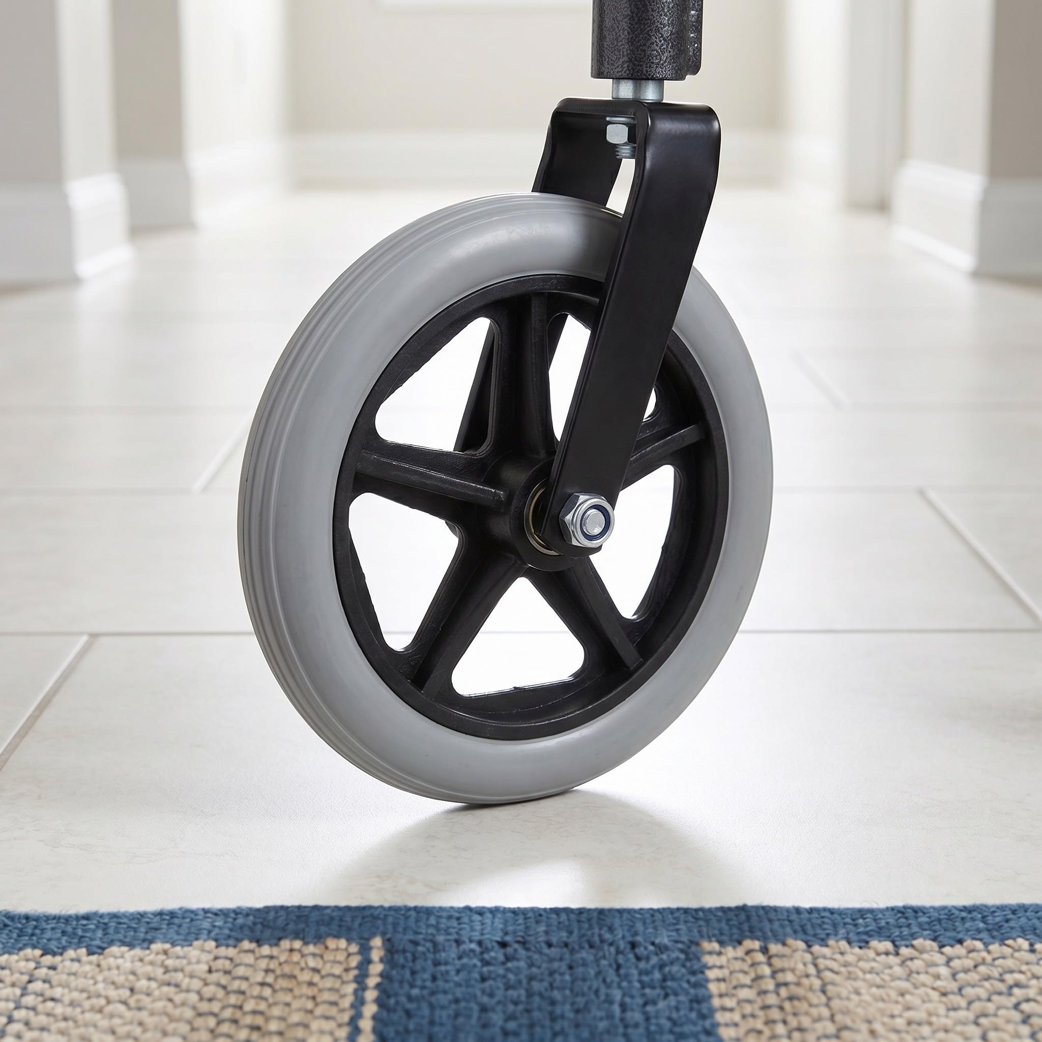 6 Piezas Rueda Delantera de Goma y Acero, Diseño Antipinchazos Neumático Sólido Instalación Fácil para Silla de Ruedas para Movilidad Diaria y Senderos al Aire Libre