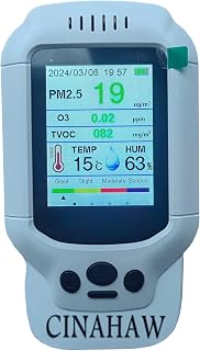 Portable Accurate Multifunctional Tester, Ozone Gas Detector Intelligent O3 Meter Gas Monitor Sensor Air Quality Analyzer Sensor TVOC PM2.5 PM1.0 PM10 0-5ppm O3 Tester Know Your Air Clearly
