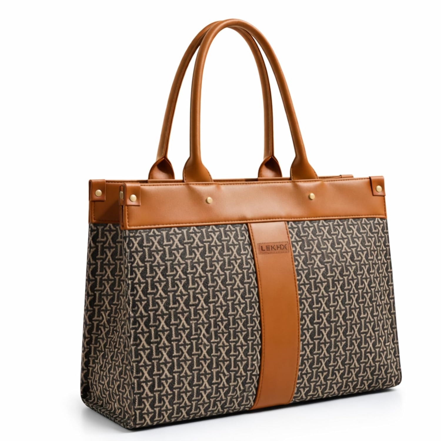 Lekhx Signature Handcrafted Jute & Vegan Leather Tote Bag for Women | Stylish Office, College & Travel Shoulder Handbag | Premium Designer Laptop Bag Fits 15 Inch Lekhx Signature Handcrafted Jute & Vegan Leather Tote Bag for Women | Stylish Office, College & Travel Shoulder Handbag | Premium Designer Laptop Bag Fits 15 Inch