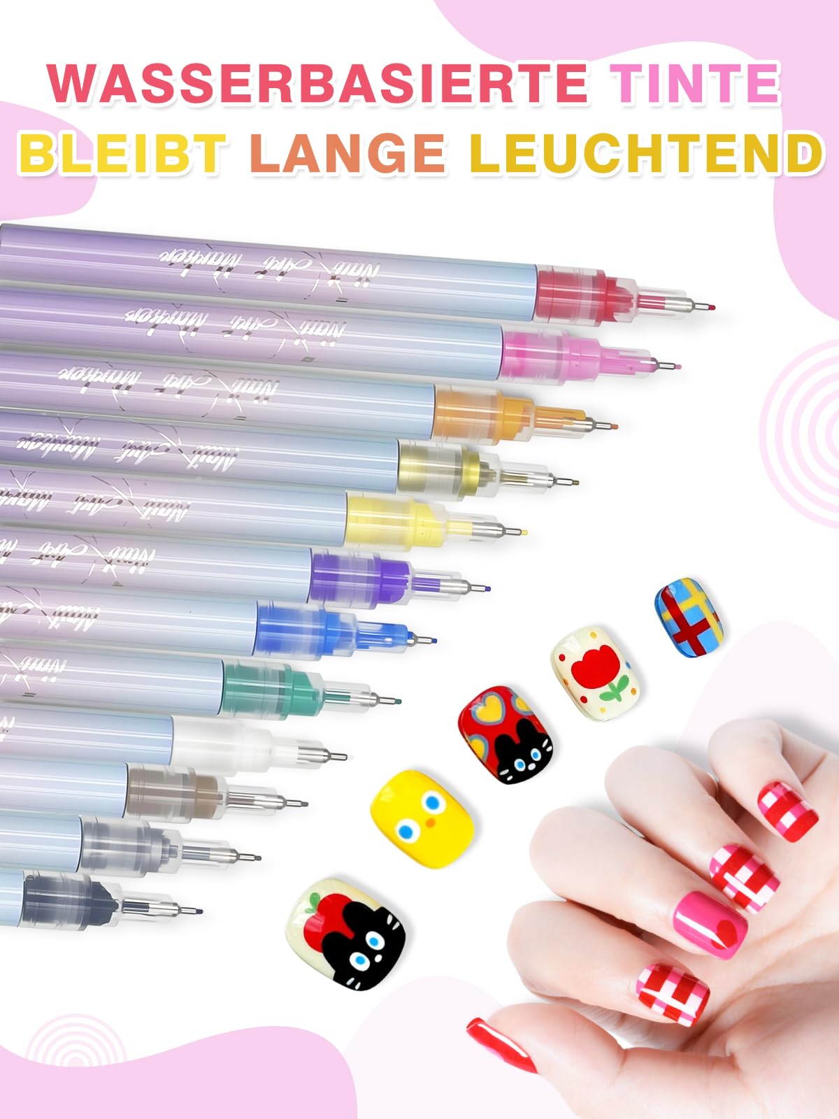 DealKits Nagellack Stifte Set, 12 Farben, Wasserfeste Nagelkunststift, Maniküre Werkzeuge, Graffiti-Punktierungsstift Pinsel für DIY Nagelkunst, Schönheit, Schmuck, Perfekt für Anfänger & Profis