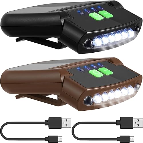 Miniatura 8 de Mudder Linterna LED con clip para gorra USB recargable, linterna impermeable ultra brillante para sombrero, linterna de cabeza para pesca, Negro