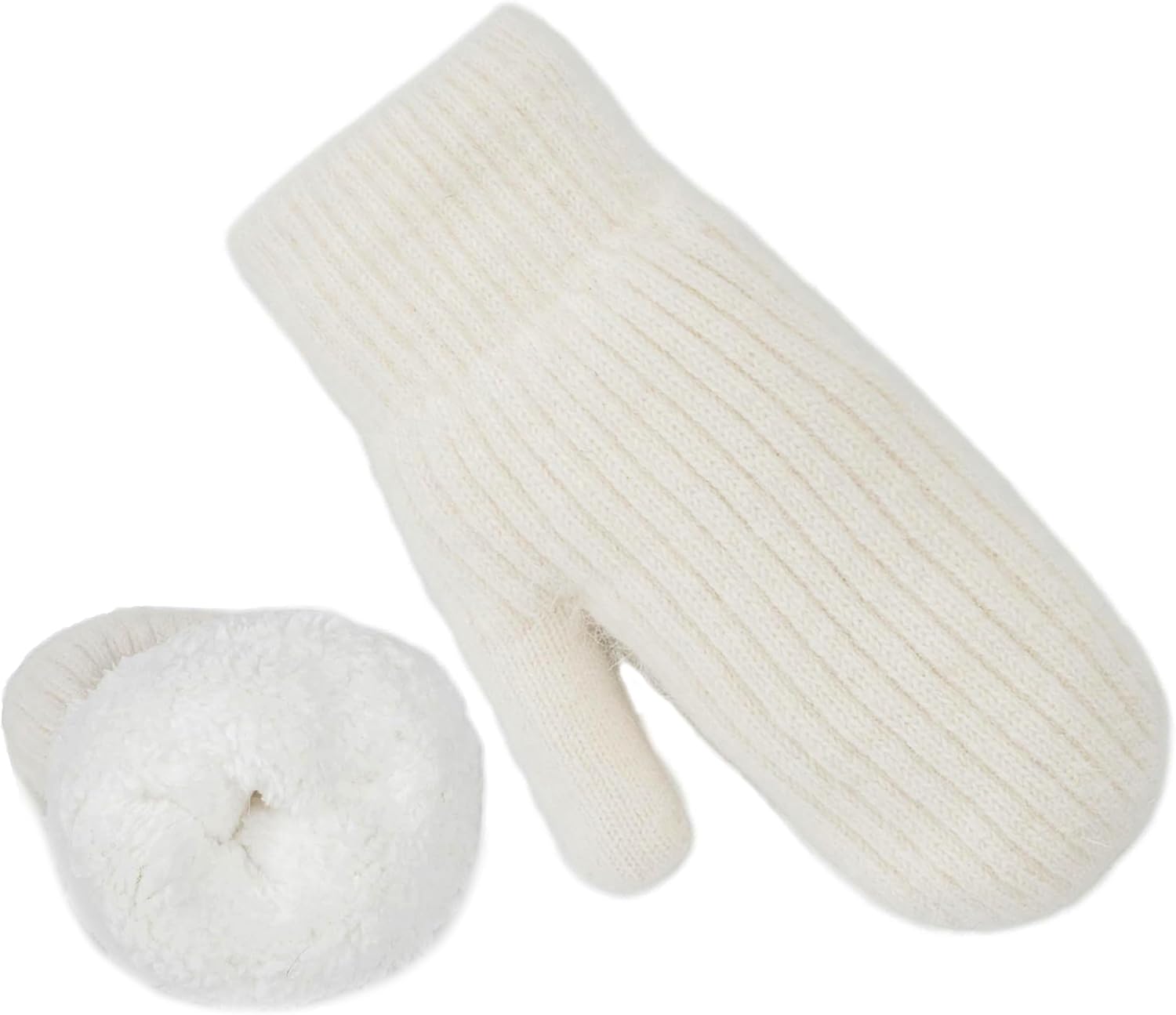 Winter Warm Knitted Mittens for Women - Cold Weather Stretch Thick Faux Fleece Gloves - Image 5