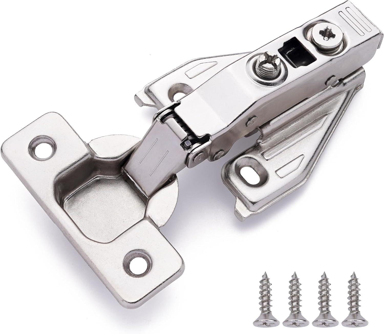 DecoBasics (2 PCS) Full Overlay Soft Close Cabinet Hinges for Kitchen Cabinets - 105° Face Frame Concealed Cabinet Door Hinge -3 Way Adjustability -Clip on Plate & Matching Screw 4 Easy Installation