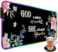 Vista 8 de Alfombrilla de mouse para juegos RGB personalizada y posavasos para café, base de goma antideslizante LED grande y brillante, alfombrilla de mouse