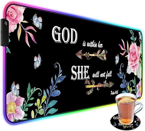 Miniatura 8 de Alfombrilla de mouse para juegos RGB personalizada y posavasos para café, base de goma antideslizante LED grande y brillante, alfombrilla de mouse