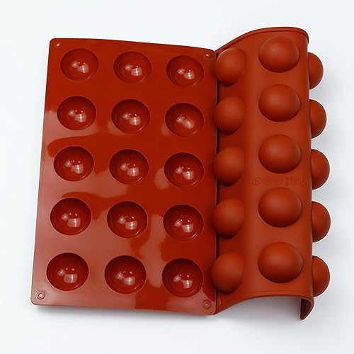 Miniatura 3 de Molde de silicona antiadherente de grado alimenticio, pequeños moldes de silicona semiesférica de 15 cavidades, 2 paquetes de moldes de media esfera