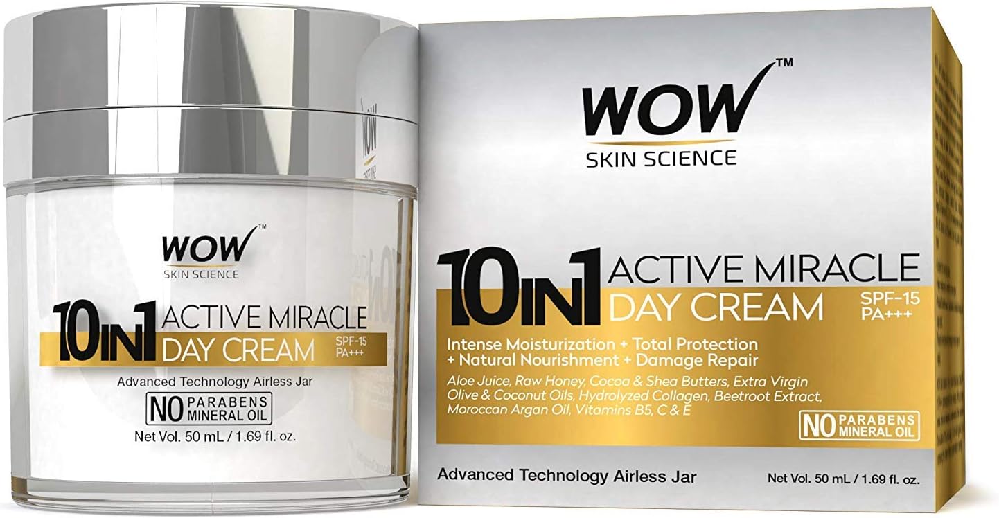WOW 10 in 1 Active Miracle No Parabens & Mineral Oil Day Cream, 50mL