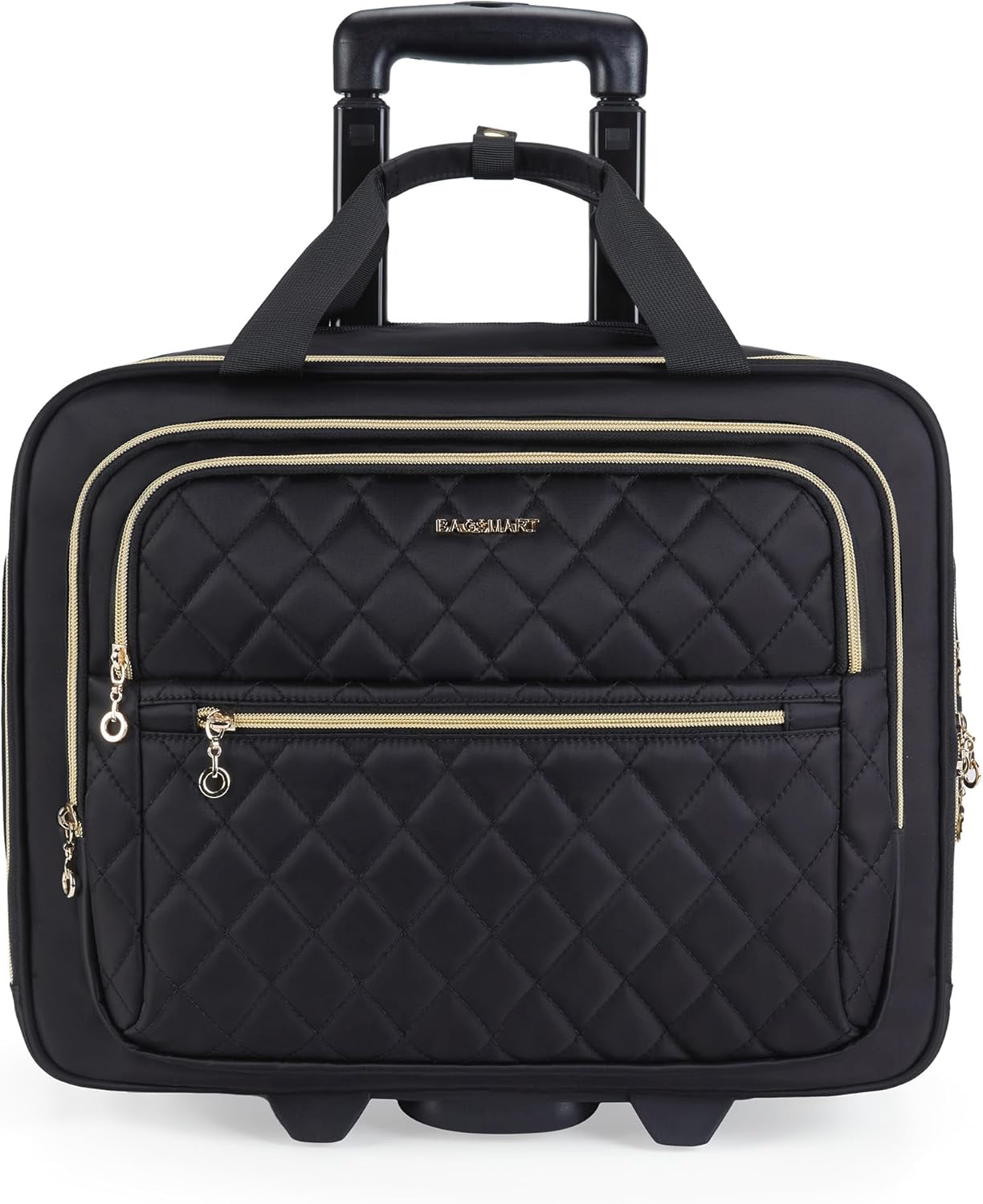 bagsmart Rollable Laptop Bag for Women Rolling Briefcase for 15.6 Inch Laptops, Underseat Carry On Luggage with Wheels, Rolling Computer Bag with TSA Lock, Grey, 15.6 Inch