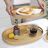 Vista 12 de MAONAME Bandeja de servir azul real con asas, bandeja decorativa rectangular, bandejas modernas para mesa de café, bandejas otomanas de plástico