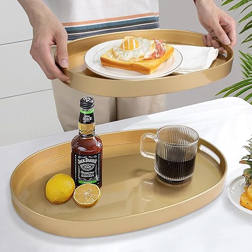 Miniatura 12 de MAONAME Bandeja decorativa, bandeja negra con asas, bandejas de mesa auxiliar, bandejas cuadradas de plástico para otomana, baño, cocina, 13 x 13 x