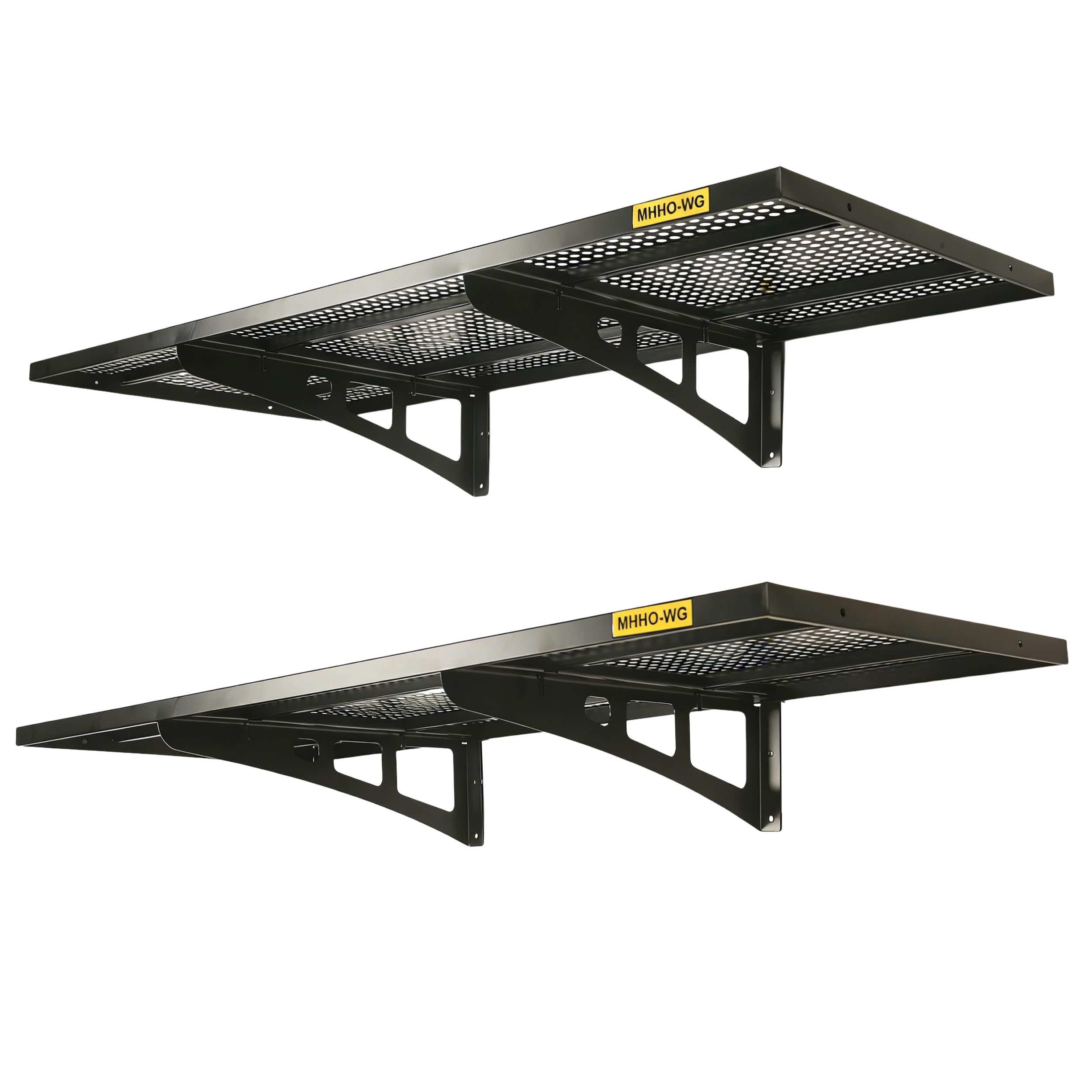 Ensemble d'étagères murales de Garage, Lot de 2, dimensions1.64x4Ft (0,5 x 1,22 m) – Étagères murales Robustes pour Garage, avec Crochets, Couleur Noire