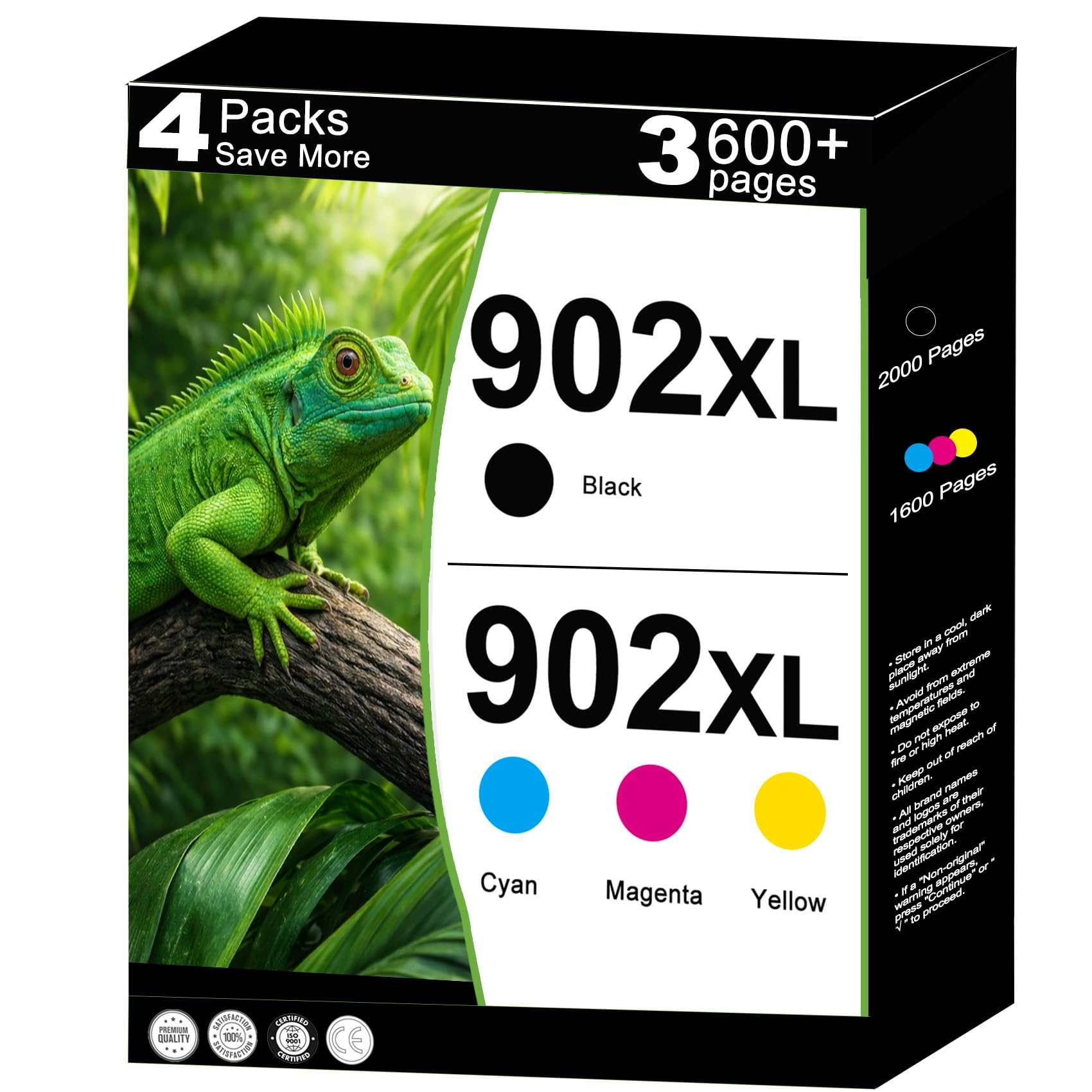 Photo 1 of 902XL Ink Cartridges Replacement for HP 902 XL Ink Cartridges Combo Pack Work for 6962 6968 6963 6964 6978 6956 6961 6970 6960 6954 6951 6958 6950 6975 Printers with V22.5.1 Chips 4-Pack C / M / Y / K