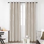Deconovo Thermal Insulated Blackout Curtains, Room Darkening Foil Print Wave Window Curtains for Living Room, 52x84 Inch, Light Beige, 2 Panels