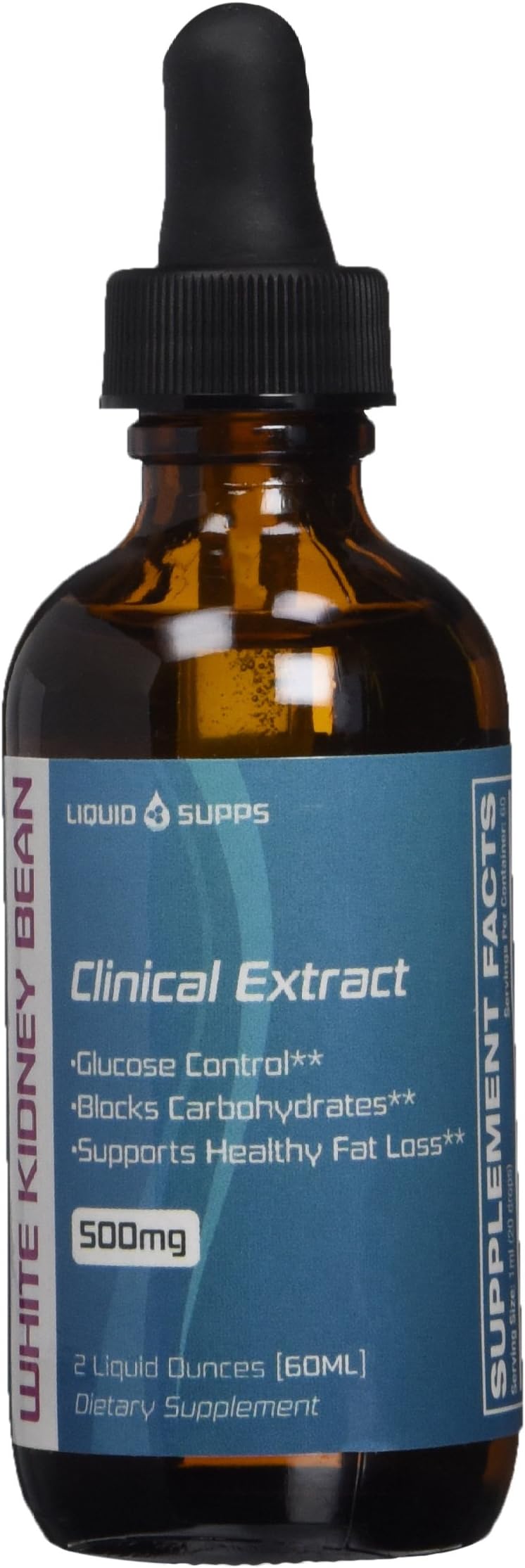 Pure White Kidney Bean Extract Liquid - Fast Absorbtion Carb Blocker 500mg, 2oz Bottle, Mint Flavor