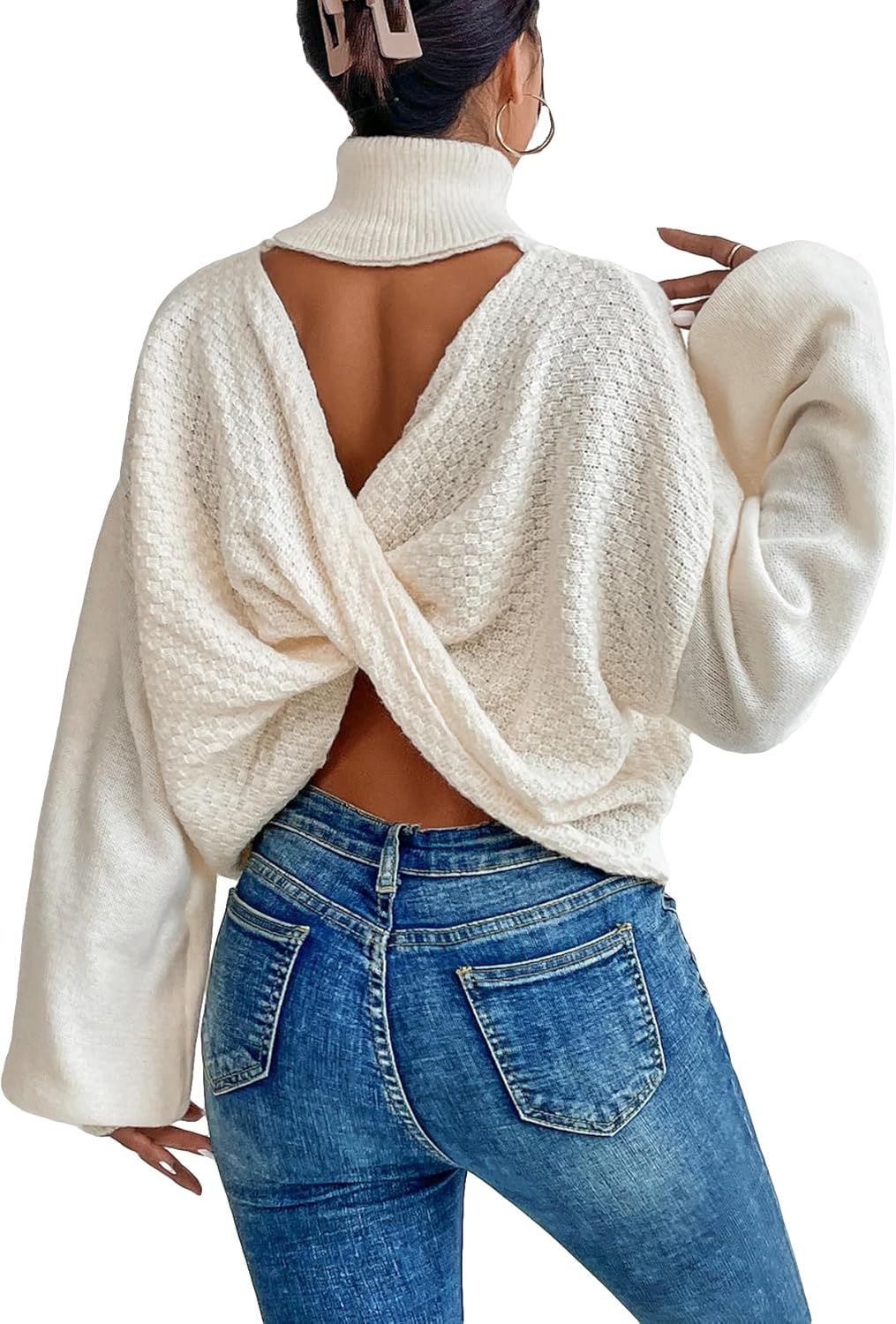 GORGLITTER Womens Open Tie Back Long Sleeve Sweater Ghana Ubuy