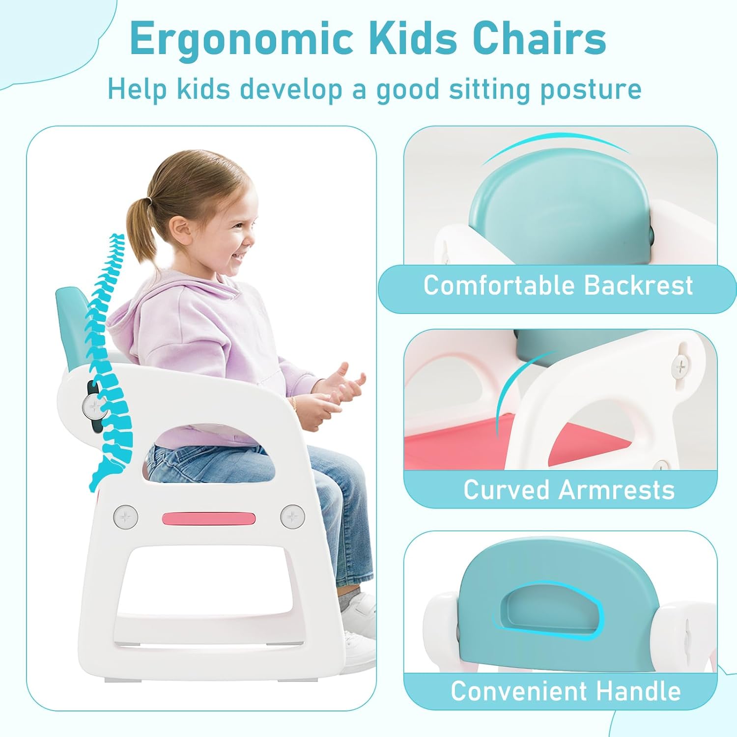 HONEY JOY Kids Table and Chair Set, Plastic Children Activity Table and 2 Chairs w/Building Blocks, Storage, for Art Craft, Toddler Table and Chair Set for Daycare Playroom, Gift for Boys Girls (Blue)