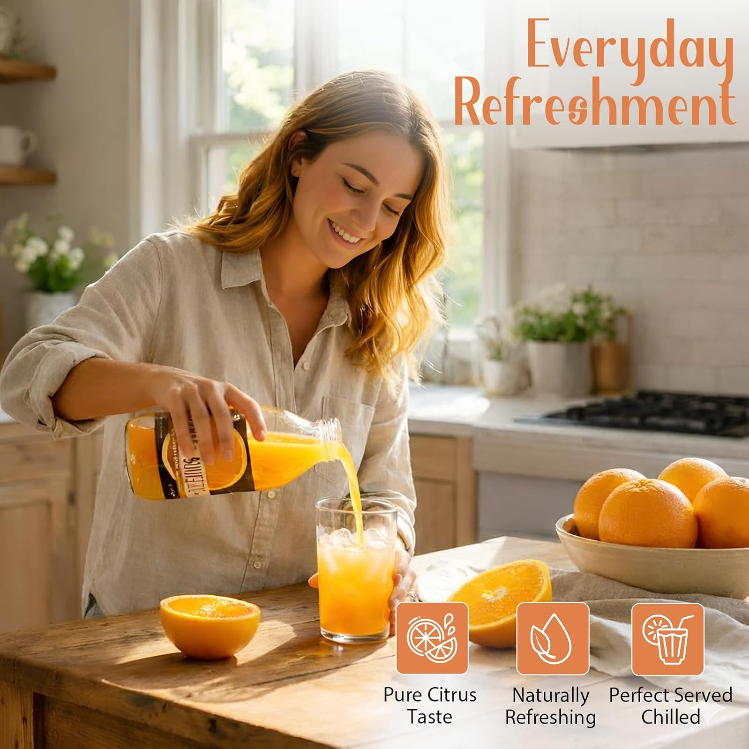 Texas Squeeze Orange Juice, NON GMO Verified, Texas Grown and Bottled, Orange Juice from Concentrate, No Sugar Added, No Preservatives, 16 fl oz, Pack of 12