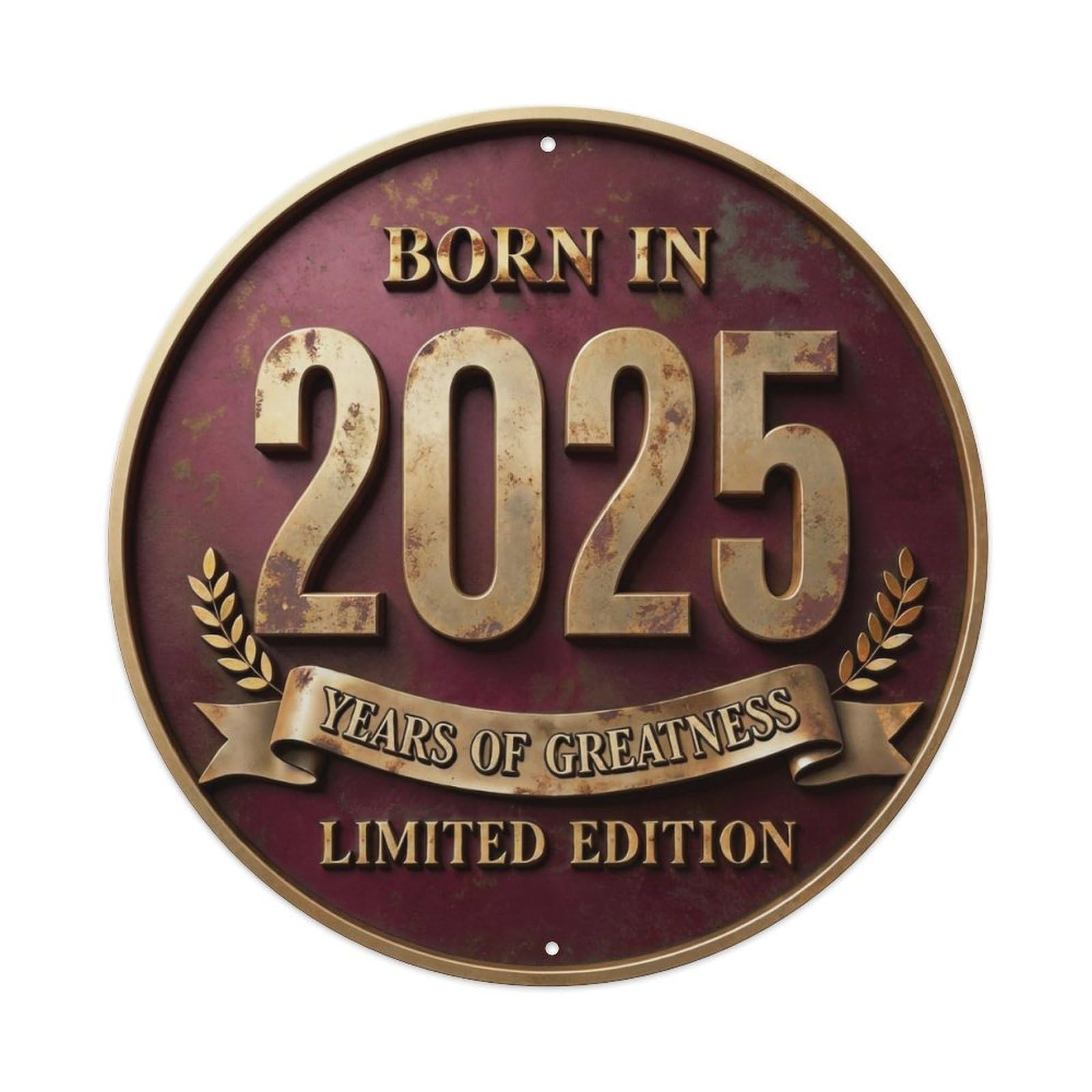 Okahys 8X8inch(20X20cm) Born In 2025 Years Of Greatness Year-Themed Birthday Gift Metal Tin Sign
