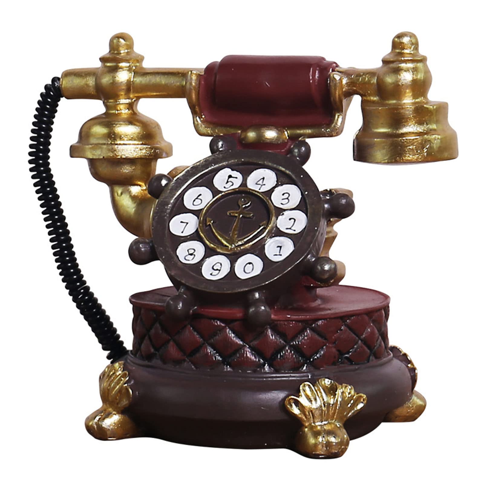 Telefono decorativo in stile europeo antico, statuetta creativa retrò a forma di telefono fisso per casa, ufficio, affari e hotel