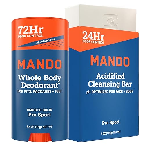 Miniatura 11 de Mando Desodorante para todo el cuerpo, sistema de 2 piezas, barra sólida lisa de 2.6 onzas y barra de limpieza acidificada 4 en 1 de 5.0 onzas