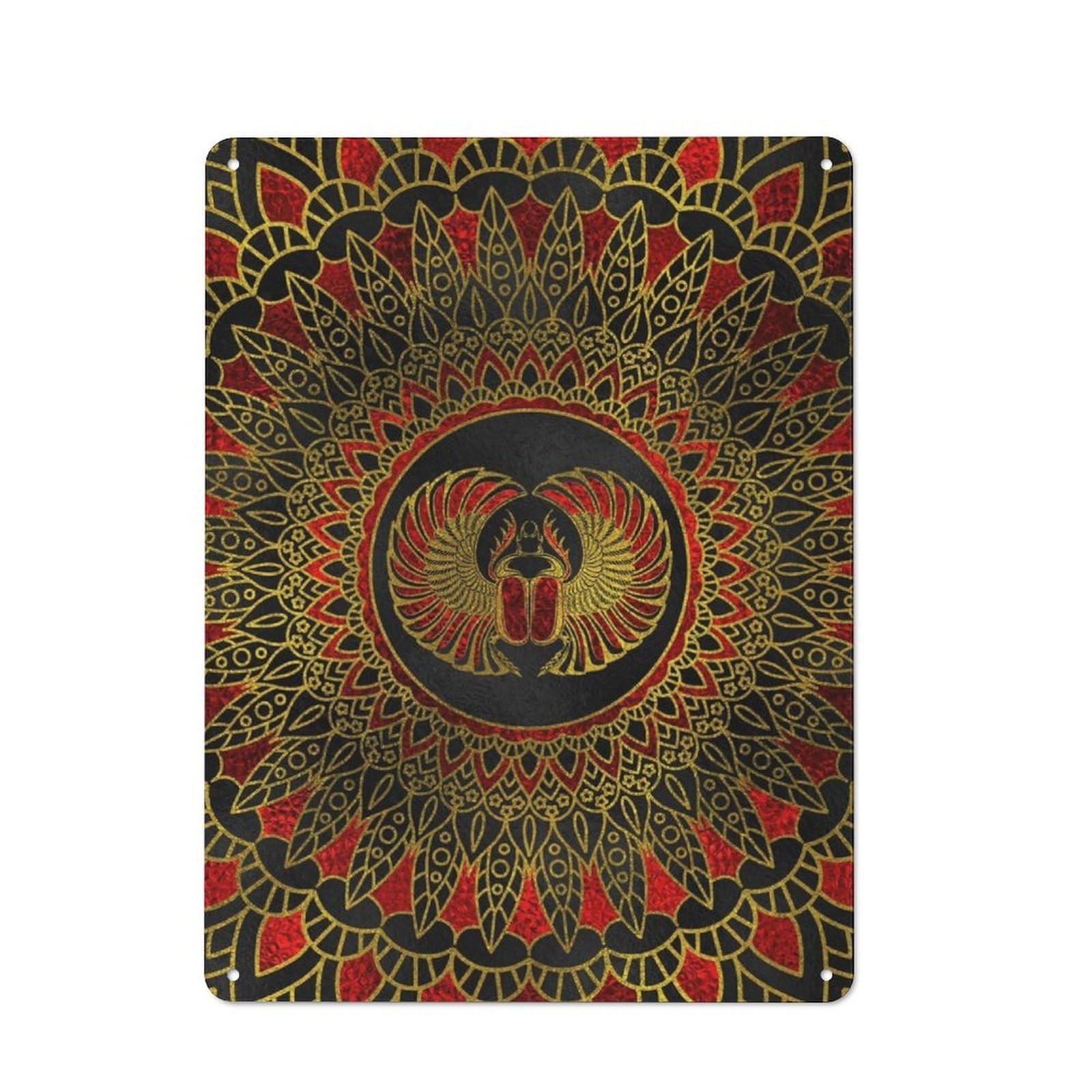 Junmoney Egyptian Scarab Metal Sign 40X30cm With For Hallway Wall, Rustic Decor, Housewarming Present For People Styling Hallway