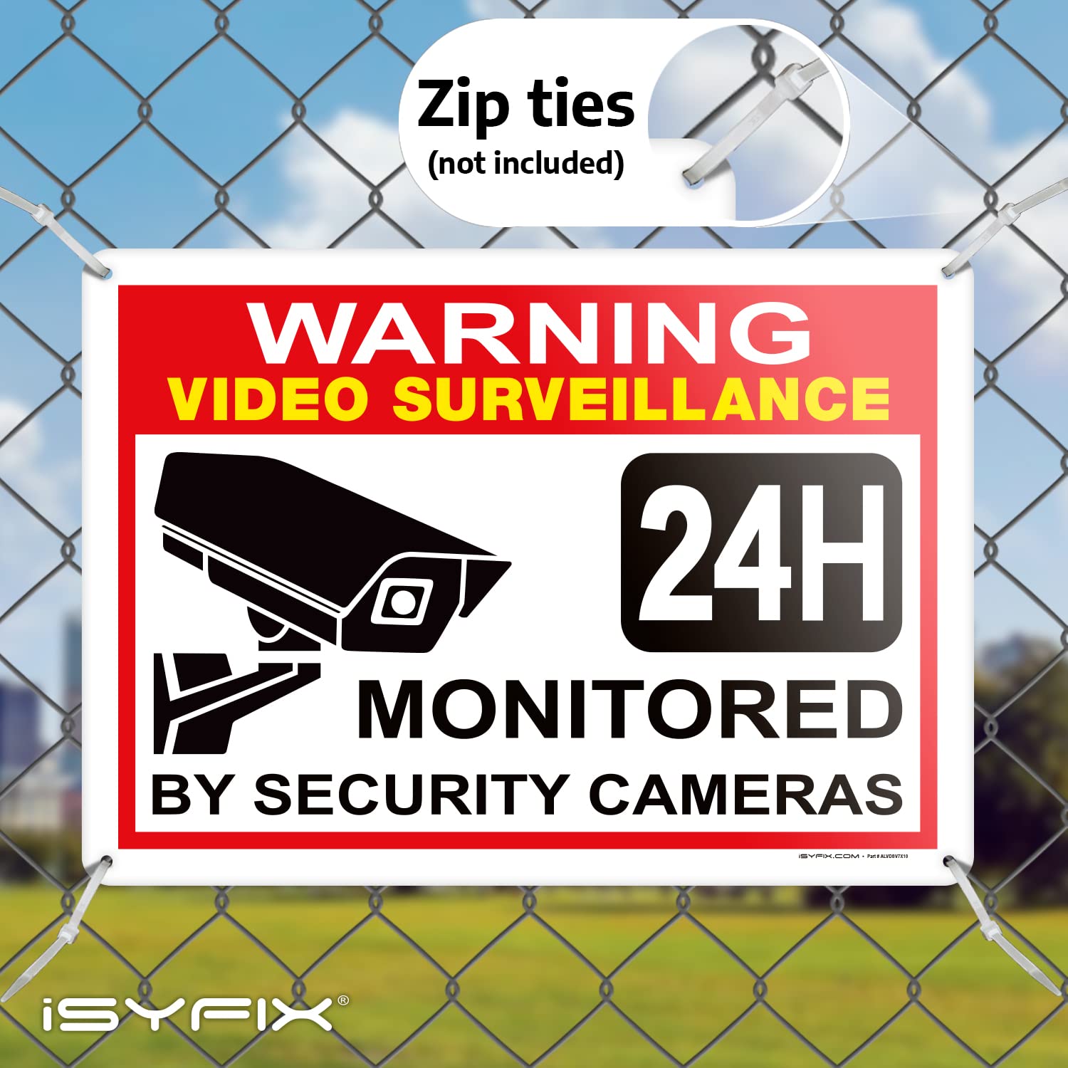 iSYFIX Znak do monitoringu wideo - 2 sztuki 35 x 25 cm - znaki bezpieczeństwa CCTV, tworzywo sztuczne styropianowe o grubości 40 mm, laminowane promieniowanie UV, odporność na zarysowania i blaknięcie, wodoodporny, na zewnątrz i na zewnątrz