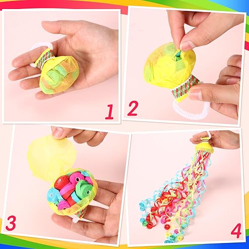 Miniatura 2 de Sratte 100 serpentinas de mano con cinta colorida sin ensuciar galletas de confeti para Halloween, boda, fiesta, graduación, cumpleaños, celebración