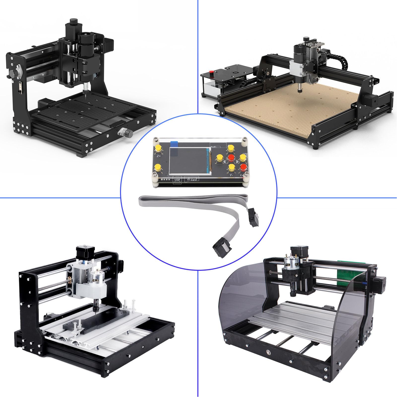 GRBL Placa controladora fuera de línea de la máquina grabadora CNC, módulo controlador fuera de línea de 3 ejes, pantalla LCD de 1,8 pulgadas con control manual para máquinas de