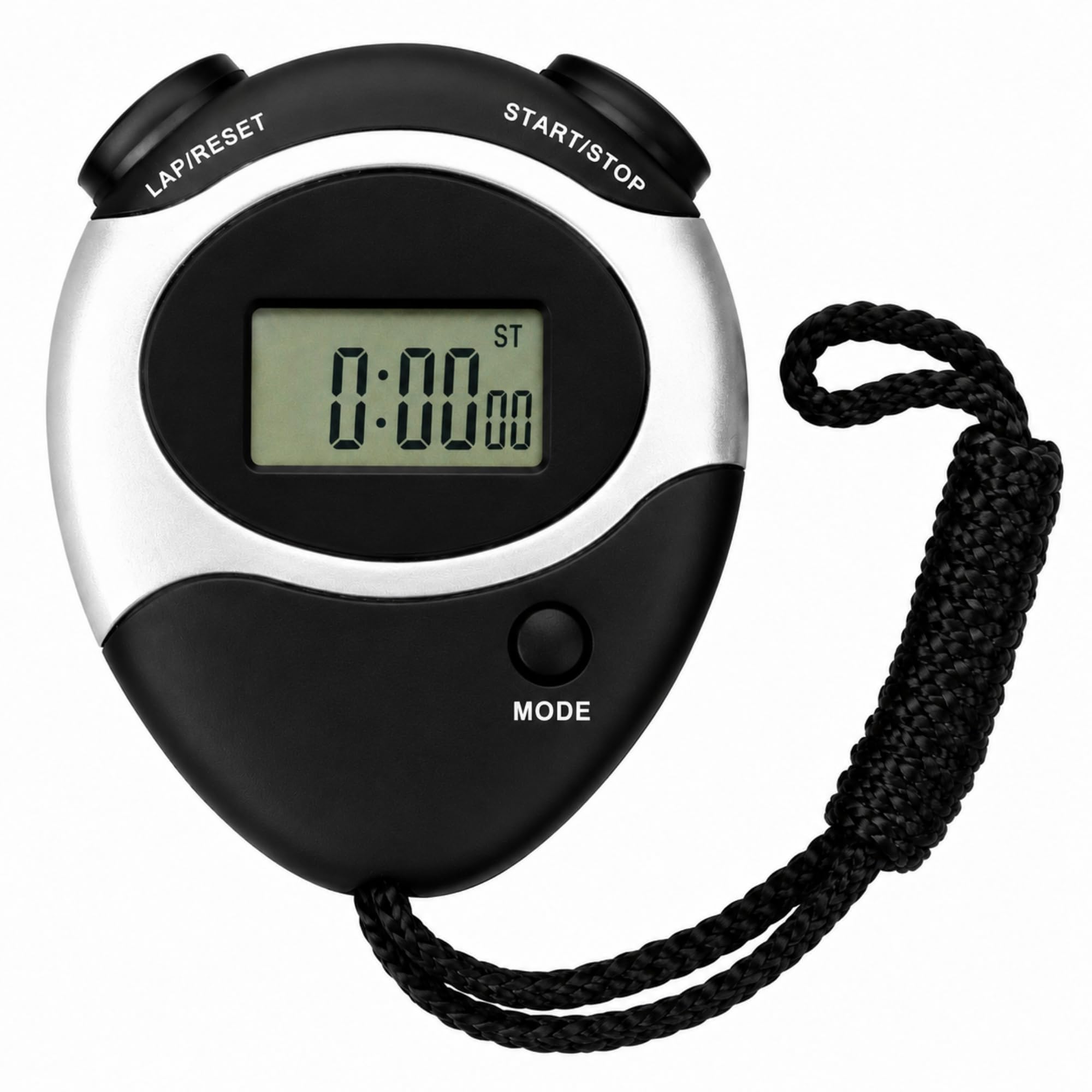 Digital Sports Stopwatch Timer with LCD Display, Handheld Stopwatch for Running, Training, Sports & Fitness (Black & Silver)-picture-20