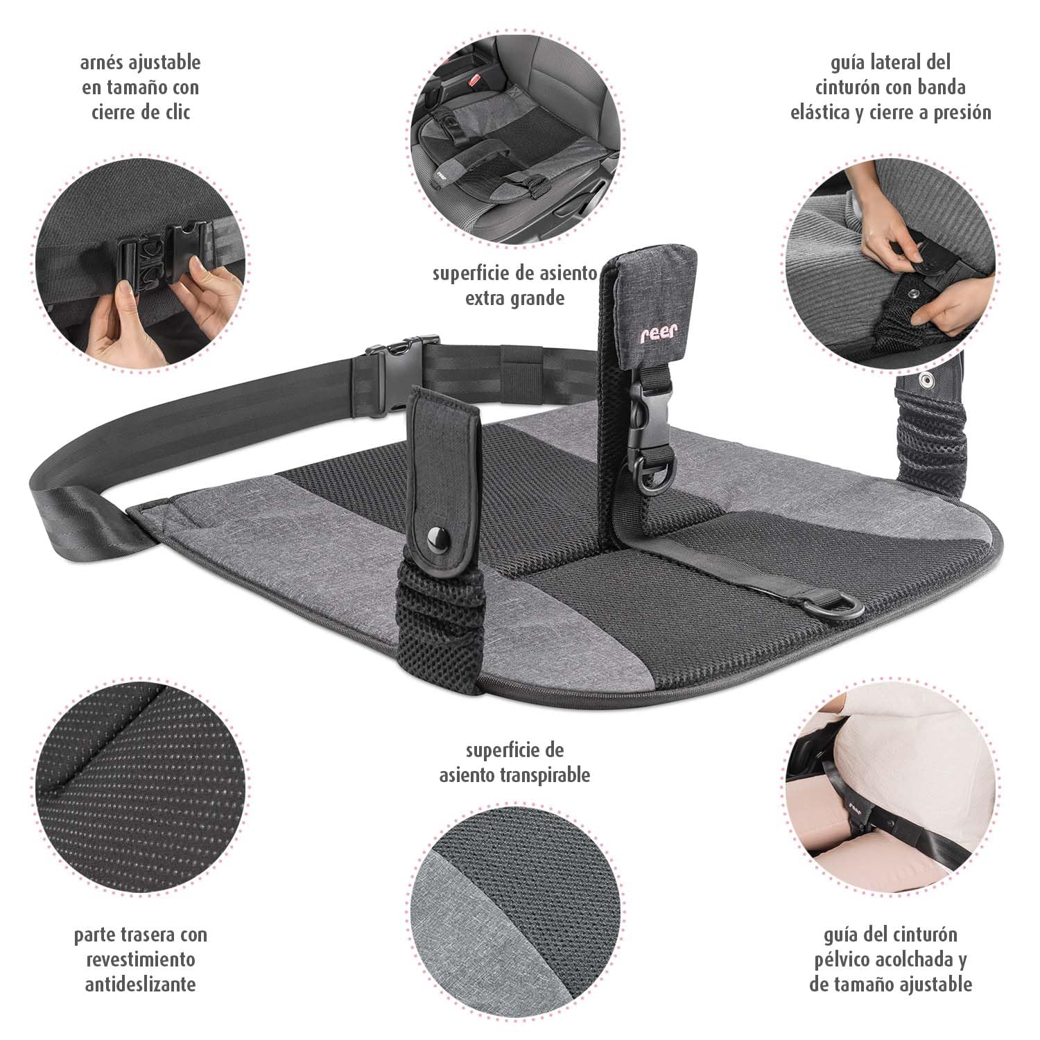 reer - Cinturón de embarazo para coche, protección para el feto y las embarazadas, cinturón de seguridad 2 en 1 para pantalones y faldas.