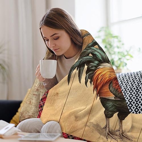 Miniatura 5 de Manta de gallo de granja con estampado de animales de granja de pollos para sofá, decoración de sofá, suave y acogedora franela de felpa de vellón