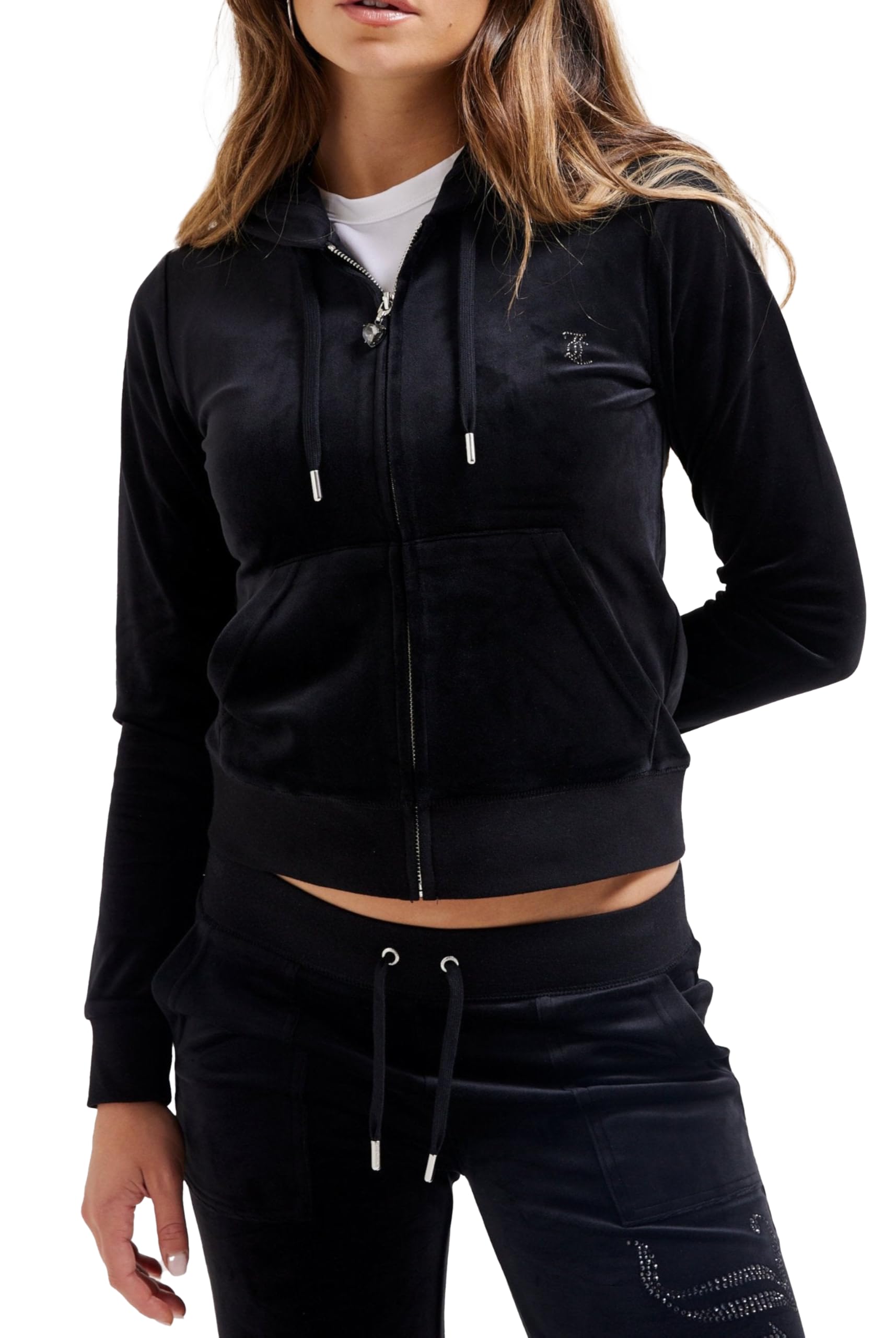 Jewelled Juicy Velour Hoodie, black, L