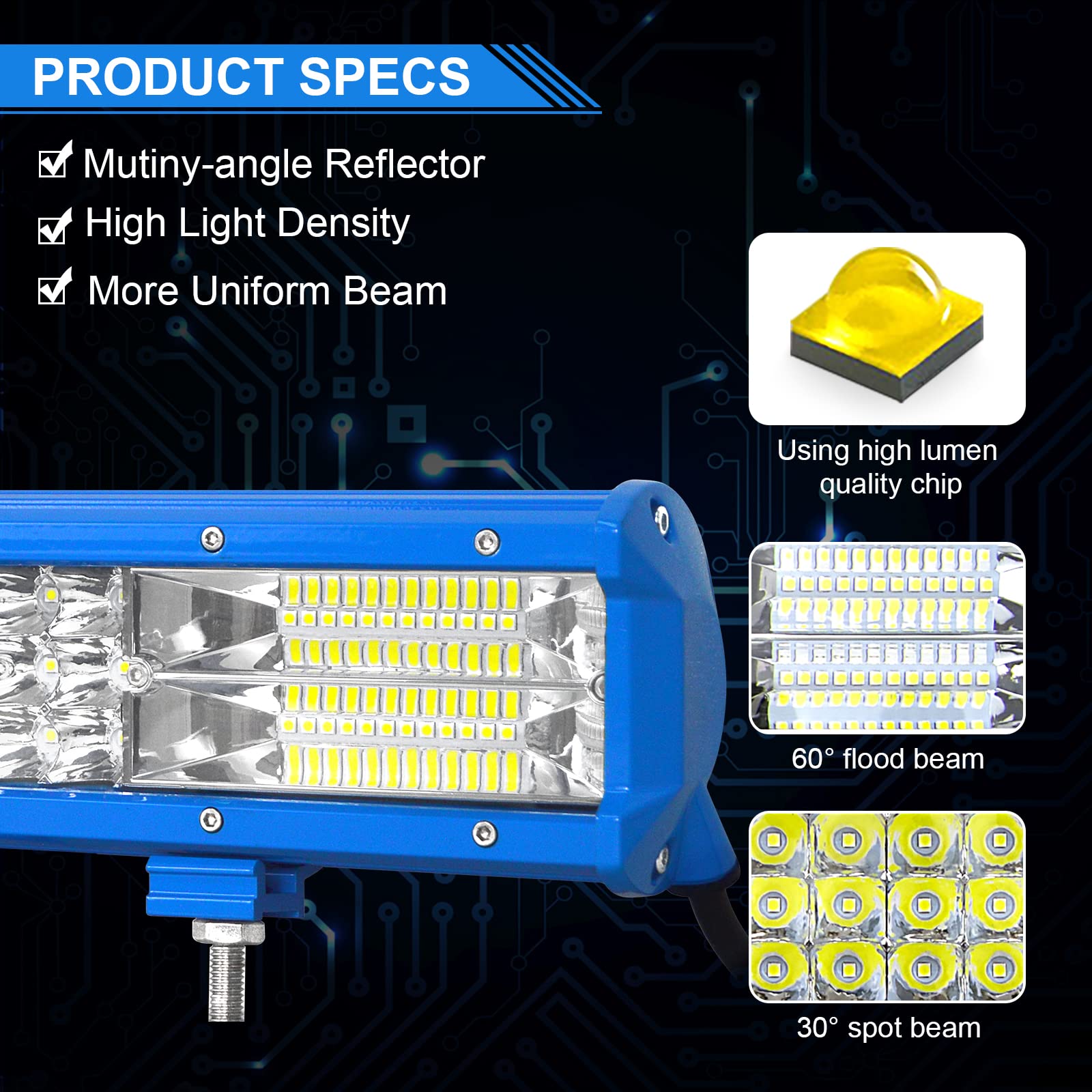 RIGIDON Barra Led Fuoristrada 38cm 216W Barra Luce a Led con 12V