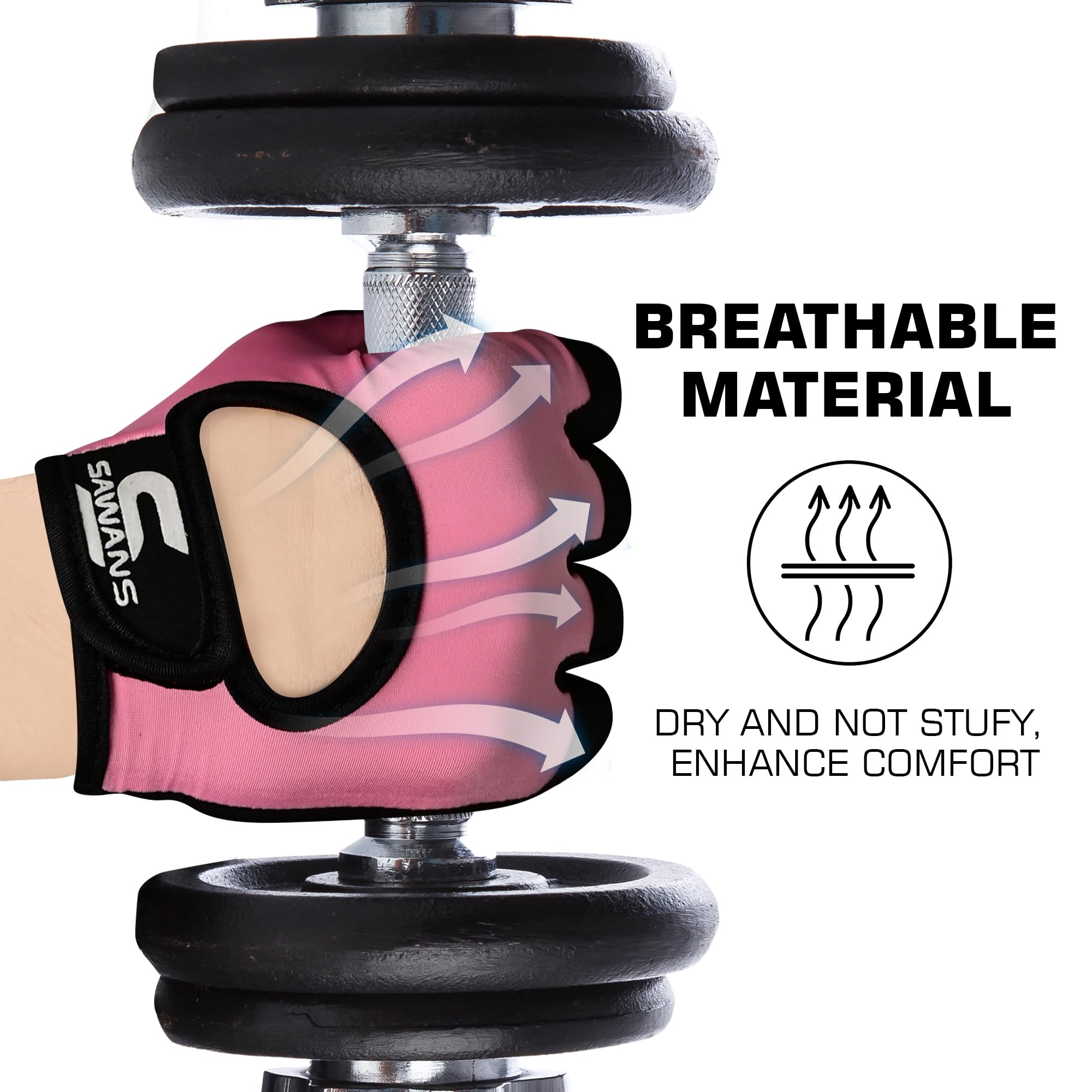 SAWANS Guanti da sollevamento pesi Guanti da palestra da uomo e donna per allenamento antiscivolo traspiranti guanti da donna allenamento in silicone imbottito Grip protezione palmo esercizio fitness