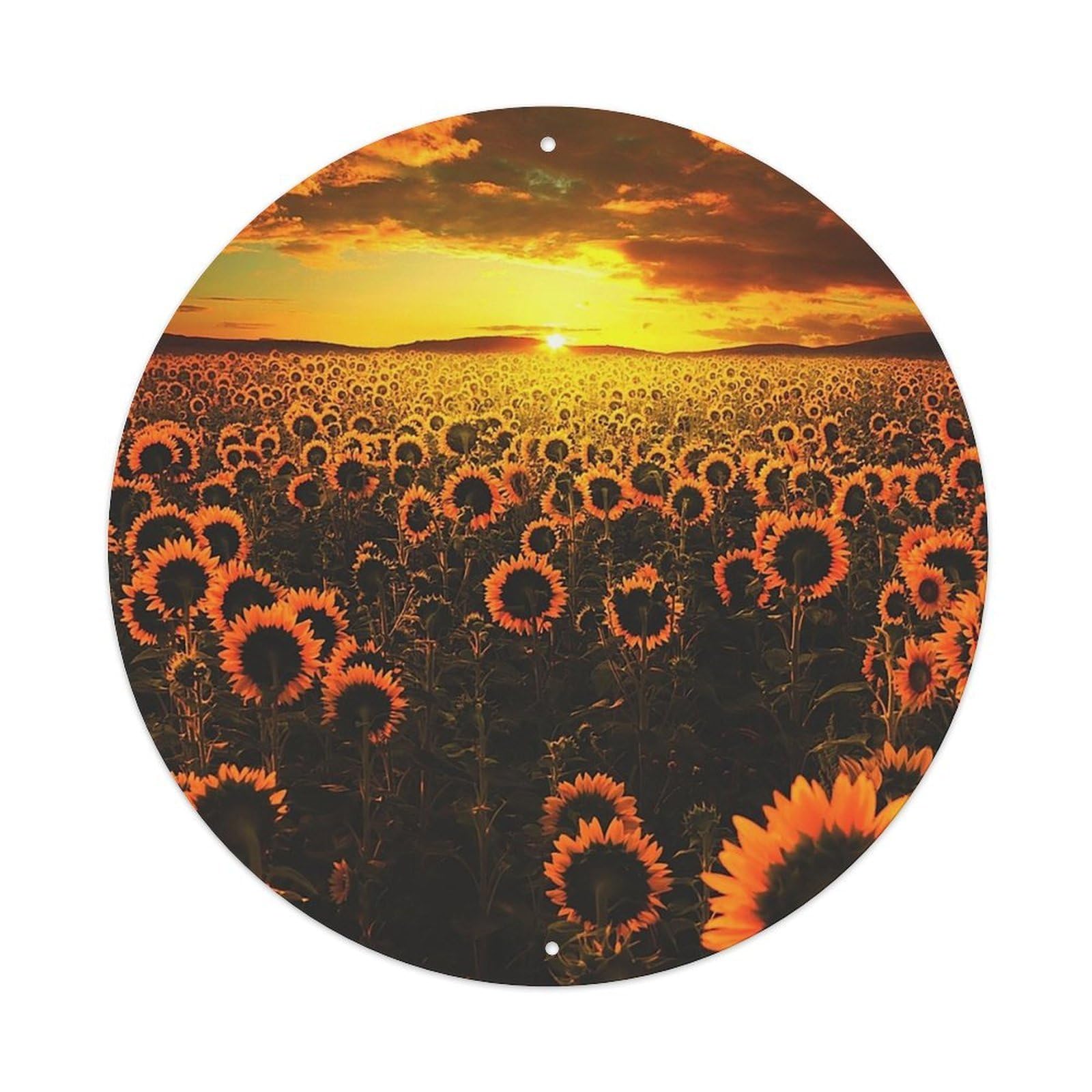 Sunflower Meadow Sunset Botanical Landscape Metal Tin Sign