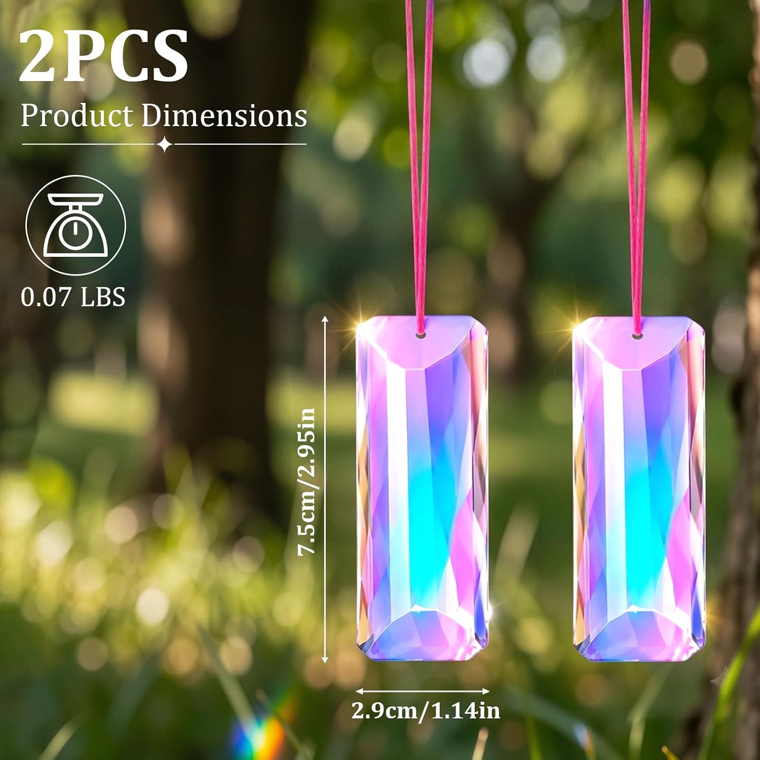 2PCS Sun Catcher Prisms, AB Colored Suncatcher Crystal Window Hanging image 2