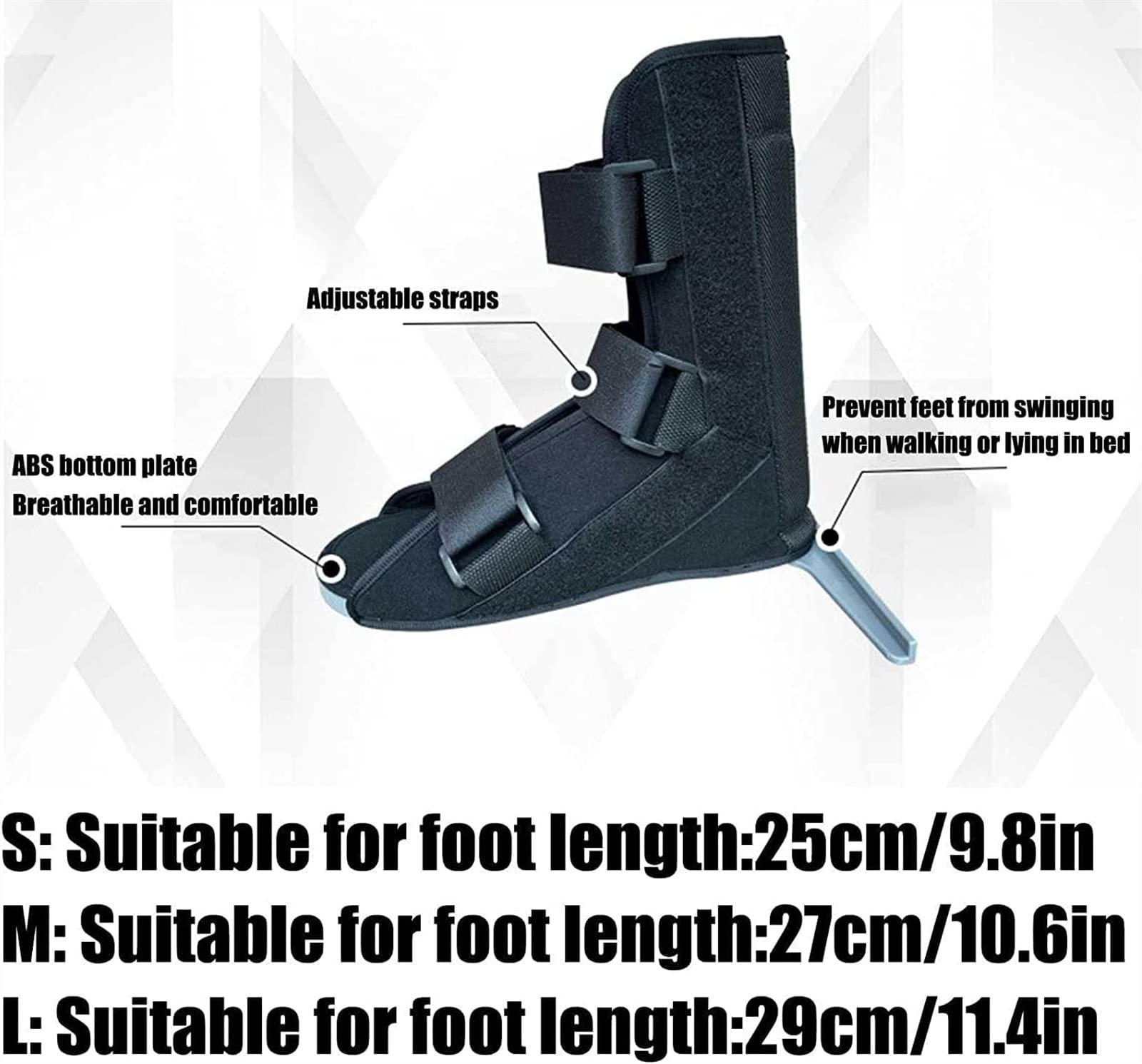 Bota para caminar, bota para fractura de pie roto, férula antirrotación para articulación del tobillo, órtesis fija para pie varo, estabilizador de pie, soporte de bota, tobillera para mujeres y hom