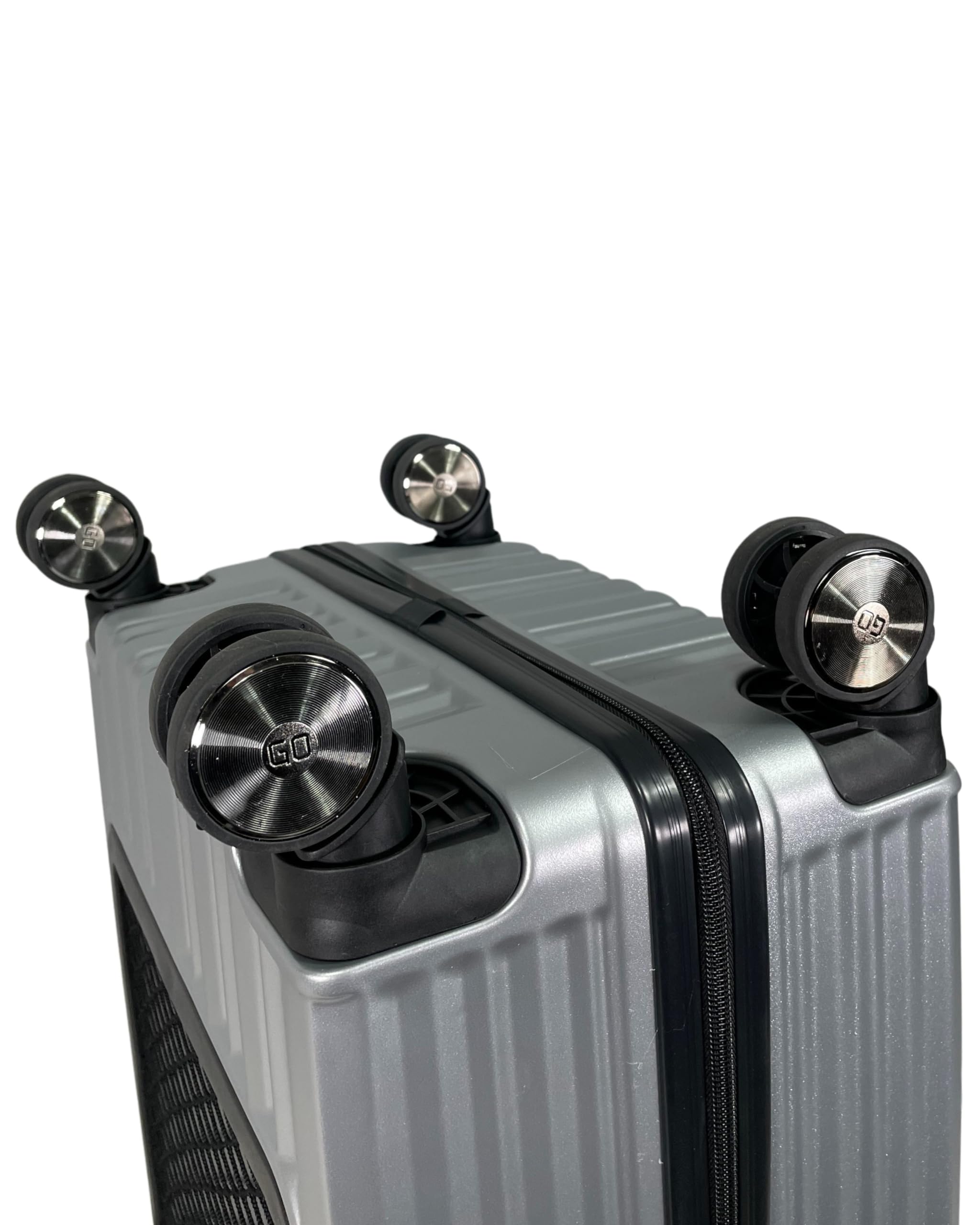 SIGN Hartschalen Reisekoffer Trolley ABS Tasche Leicht 4 Doppelrollen (Handgepäck-Mittel-Groß-Set) Nummernschloss (Silber, Großer Koffer (75cm))