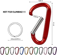 Vista 2 de 12 clips de mosquetón para llavero, clip de aluminio de 3 pulgadas, hebilla de gancho de mosquetón sin bloqueo en forma de anillo D, herramienta