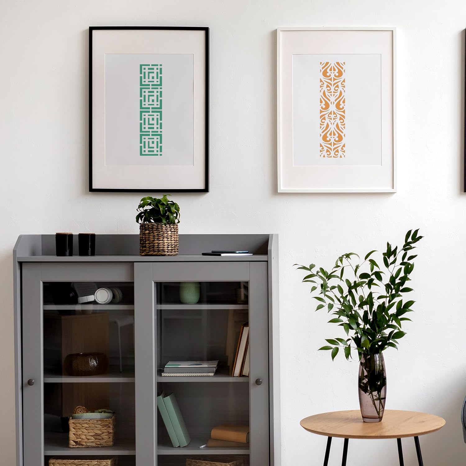 12 Pieces Border Stencils for Painting, Reusable Leaf Template for Painting, Furniture Cake Decorative Floral Stencils for Wall DIY Art Craft Canvas Fabric Wood Home Decor - Image 5