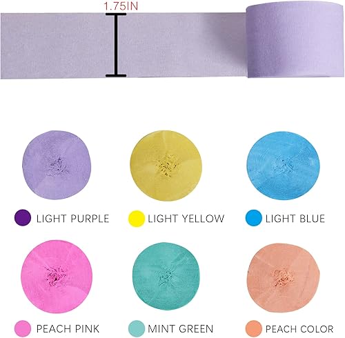 Miniatura 2 de hitsuki - Rollos de papel crepé, 6 rollos en total de 492 pies, serpentinas de papel crepé, serpentinas de papel colorido para cumpleaños, baby