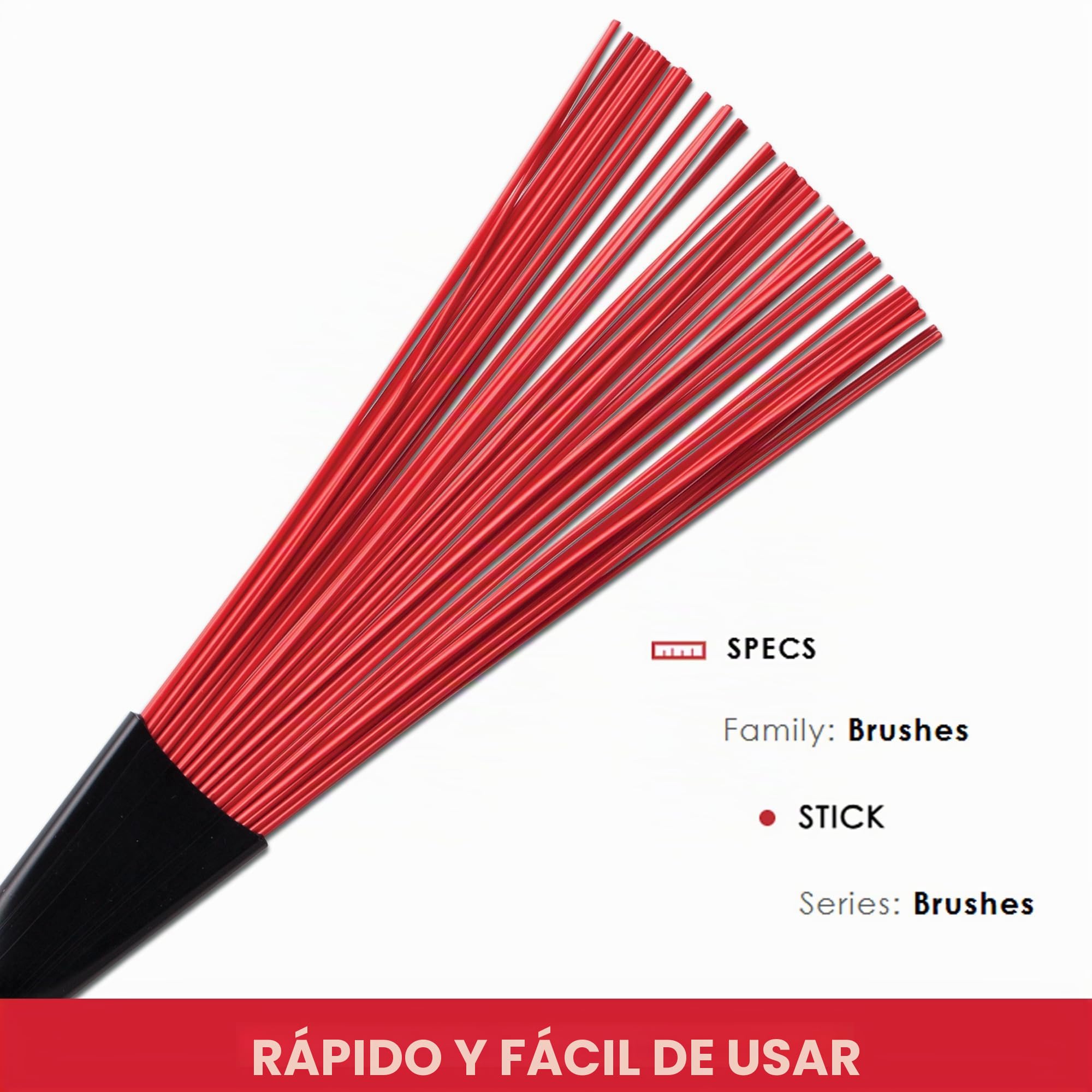 Vic Firth - Escobillas de Jazz, Retráctiles, Mango de Plástico, Color Rojo